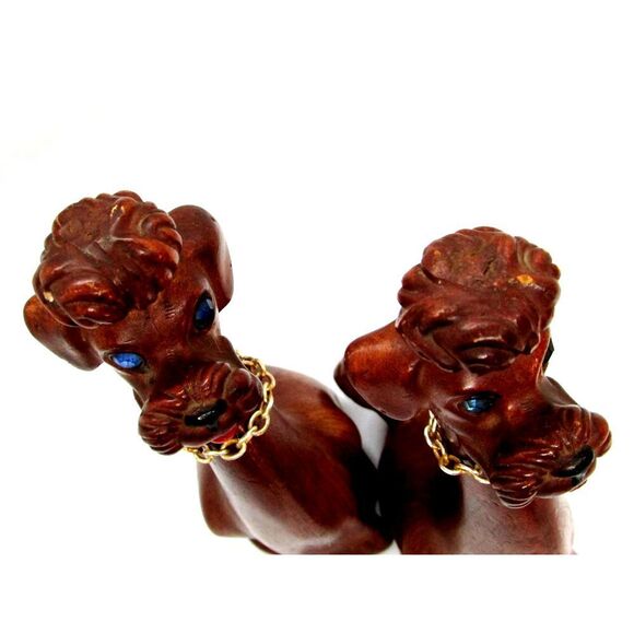 Vintage Long Neck Poodle Figurines Rhinestone Eyes - Picture 12 of 12